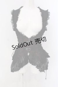 Qutie Frash / ジャガードコルセットベスト  ブラックｘレッド O-25-04-05-016-QU-TO-YM-OS