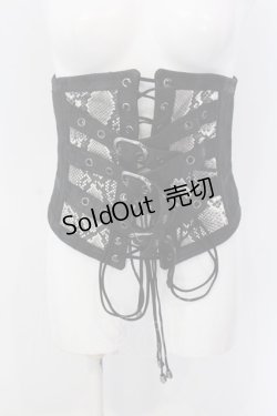 画像1: Qutie Frash / G3連ベルトコルセット  ブラックｘシルバー O-25-04-05-020-QU-ZA-YM-OS
