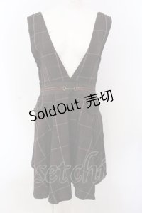 axes femme / チェックVネックジャンスカ M ブラウン O-25-04-07-036-AX-OP-OW-OS
