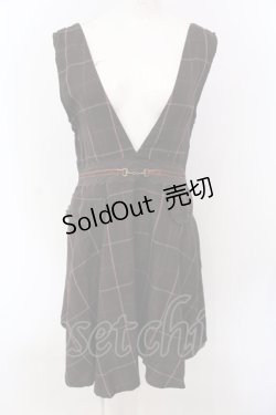 画像1: axes femme / チェックVネックジャンスカ M ブラウン O-25-04-07-036-AX-OP-OW-OS