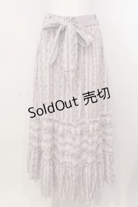 axes femme / ストライプフラワー柄スカート M ラベンダー O-25-04-07-037-AX-SK-OW-OS