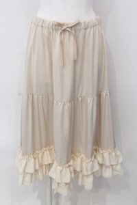 axes femme kawaii / ミディフリルペチスカート M ベージュ O-25-04-07-043-AX-SK-OW-OS