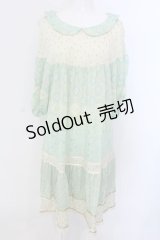 Franche Lippee / 総柄五分袖ワンピース M グリーン O-25-04-07-051-LO-OP-OW-OS