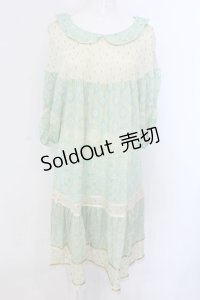 Franche Lippee / 総柄五分袖ワンピース M グリーン O-25-04-07-051-LO-OP-OW-OS