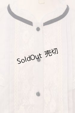 画像2: axes femme / ブローチ付きスタンドブラウス M サックス O-25-04-07-052-AX-BL-OW-OS