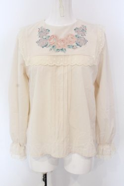 画像1: an another angelus / フラワー転写プルブラウス F キナリ O-25-04-07-057-CA-BL-OW-OS