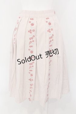 画像3: Fi.n.t / フルーツ刺繍ストライプスカート F アカ O-25-04-07-058-CA-SK-OW-OS