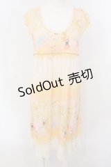 Franche Lippee / 総柄半袖ワンピース M オレンジ系 O-25-04-07-063-LO-OP-OW-OS