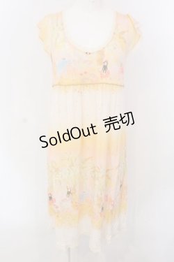 画像1: Franche Lippee / 総柄半袖ワンピース M オレンジ系 O-25-04-07-063-LO-OP-OW-OS