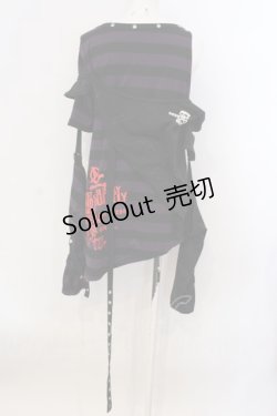 画像3: Drug Honey / アームカバー付きレイヤードボーダーカットソー  パープル×ブラック O-25-04-07-013-PU-TO-IG-OS