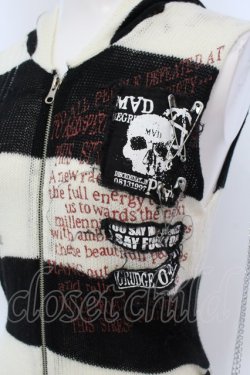 画像2: MAD / ボーダー猫耳ニットジップワンピース LARGE ブラック×ホワイト O-25-04-07-014-PU-OP-IG-OS