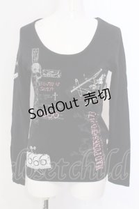 MAD / スカルクロスプリントカットソー M ブラック O-25-04-07-016-PU-TO-IG-OS