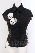 MAD / スカルワッペンサイドレースアップノースリーブブラウス M ブラック O-25-04-07-017-PU-BL-IG-OS