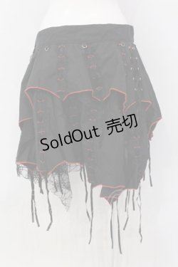 画像4: REACH / はしごリボンランダムスカート  ブラック×レッド O-25-04-07-018-PU-SK-IG-OS