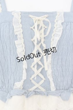 画像2: axes femme / 編み上げビスチェ風ワンピース M アオ×キナリ O-25-04-07-022-AX-OP-OW-OS