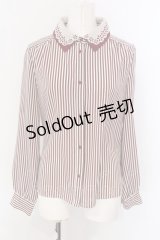Fi.n.t / ヒートカット襟ストライプブラウス F アカ O-25-04-07-026-CA-BL-OW-OS