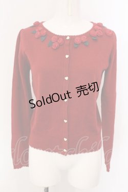 画像1: Secret Honey / 薔薇モチーフ使いカーディガン  アカ O-25-04-07-027-CA-TO-OW-OS