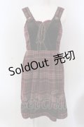 axes femme / ベロア切り替えチェックワンピース M ワイン O-25-04-08-005-AX-OP-OW-OS