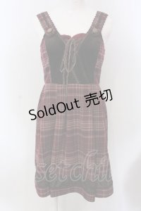 axes femme / ベロア切り替えチェックワンピース M ワイン O-25-04-08-005-AX-OP-OW-OS