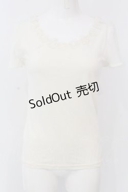 画像1: F i.n.t / フラワーモチーフ&シースルー袖トップス  アイボリー O-25-04-08-041-CA-TO-IG-OS