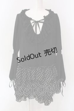 画像1: CHOICE / ドットティアード切り替えワンピース  ブラック×ホワイト O-25-04-08-045-PU-OP-IG-OS