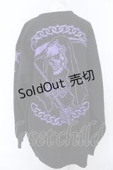 KRY CLOTHING / 「憎悪」BIGスウェットトップス  ブラック×パープル O-25-04-08-057-EL-TO-IG-OS