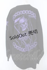 KRY CLOTHING / 「憎悪」BIGスウェットトップス  ブラック×パープル O-25-04-08-057-EL-TO-IG-OS