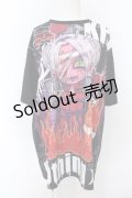 KRY CLOTHING / 「ALLERGY」 miruki × KRY ルーズシルエットフルグラフィックBIGT  ブラック O-25-04-08-058-EL-TO-IG-ZY