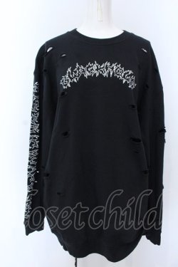 画像1: KRY CLOTHING / 「明日が来ませんように」BIGスウェットトップス  ブラック O-25-04-08-060-EL-TO-IG-OS