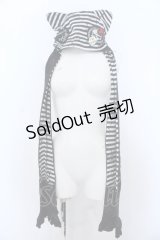 MAD / ボーダー猫耳キャップ  ブラック×ホワイト O-25-04-08-065-PU-AC-IG-OS