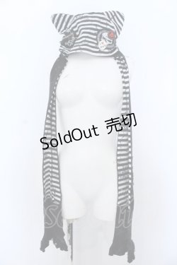 画像1: MAD / ボーダー猫耳キャップ  ブラック×ホワイト O-25-04-08-065-PU-AC-IG-OS