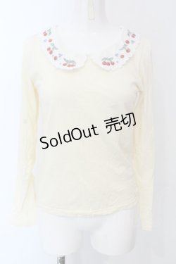 画像1: Fi.n.t / さくらんぼ刺繍襟ブラウス F アイボリー O-25-04-08-011-CA-TO-OW-OS