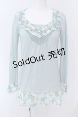 axes femme / 花柄ロングインナープルオーバー M ブルー O-25-04-08-002-AX-TO-OW-OS