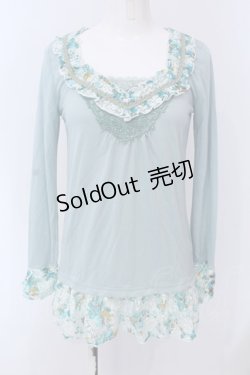 画像1: axes femme / 花柄ロングインナープルオーバー M ブルー O-25-04-08-002-AX-TO-OW-OS