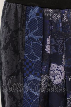 画像2: Qutie Frash / 和柄プリーツロンスカ  ブルー O-25-04-08-015-QU-SK-OW-ZI