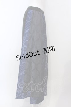 画像3: Qutie Frash / 和柄プリーツロンスカ  ブルー O-25-04-08-015-QU-SK-OW-ZI