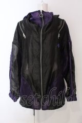 REFLEM / シアー切替ハイネックZIPパーカー  ブラック×パープル O-25-04-08-018-PU-TO-IG-OS