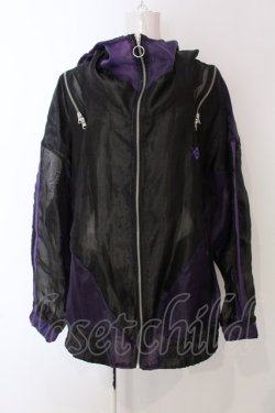 画像1: REFLEM / シアー切替ハイネックZIPパーカー  ブラック×パープル O-25-04-08-018-PU-TO-IG-OS