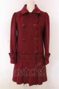 axes femme / 裾プリーツコート M ワイン O-25-04-10-044-AX-CO-IG-ZT-C026
