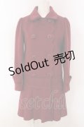 【SALE】axes femme / 裾プリーツコート M ワイン O-25-04-10-044-AX-CO-IG-ZT-C026
