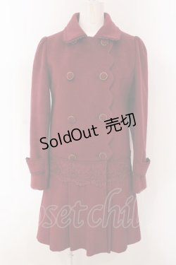 画像1: 【SALE】axes femme / 裾プリーツコート M ワイン O-25-04-10-044-AX-CO-IG-ZT-C026