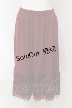 画像1: axes femme / フラワーレースミディペチスカート  ワイン O-25-04-10-056-AX-SK-IG-OS