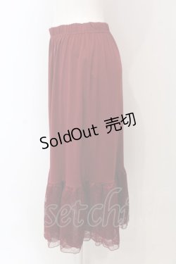 画像2: axes femme / フラワーレースミディペチスカート  ワイン O-25-04-10-056-AX-SK-IG-OS