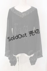 h.NAOTO / トライバルpt着物袖カットソー  ブラック O-25-04-10-071-HN-TO-OW-OS