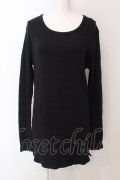 RNA / テレコロング丈スリットロンTシャツ M ブラック O-25-04-10-078-PU-TO-YM-ZT61