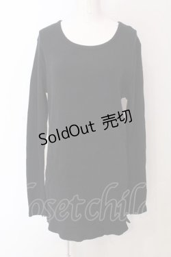 画像1: RNA / テレコロング丈スリットロンTシャツ M ブラック O-25-04-10-078-PU-TO-YM-ZT061