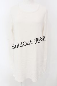 RNA / テレコロング丈スリットロンTシャツ M ホワイト O-25-04-10-079-PU-TO-YM-ZT61