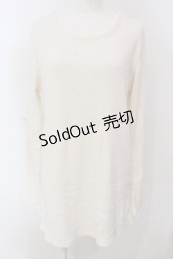 画像1: RNA / テレコロング丈スリットロンTシャツ M ホワイト O-25-04-10-079-PU-TO-YM-ZT61