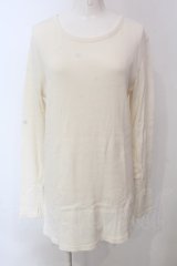 RNA / テレコロング丈スリットロンTシャツ M ホワイト O-25-04-10-080-PU-TO-YM-ZT61