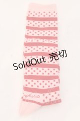 metamorphose / ボーダー＆ドットハイソックス  ピンク×アカ O-25-04-10-091-ME-ZA-IG-OS